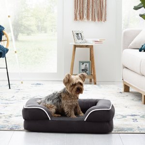 Brindle Orthopedic Bolster Dog & Cat Bed with Removable Cover, Charcoal/White, Medium
