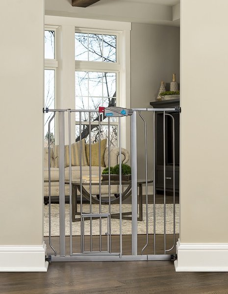 Carlson Pet Products 36-in Extra Tall Dog Gate, Large, Silver slide 1 of 2