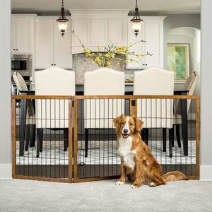 Carlson Pet Products 28-in Extra Tall Freestanding Dog Gate, Brown, Large