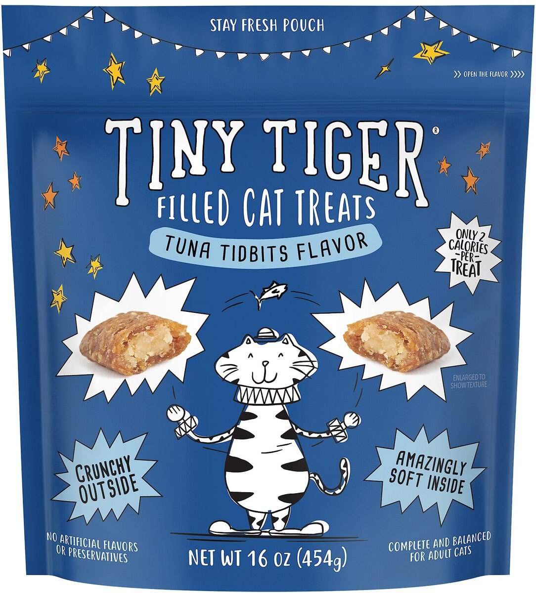 TINY TIGER Tuna Tidbits Flavor Filled Crunchy Cat Treats, 16oz bag