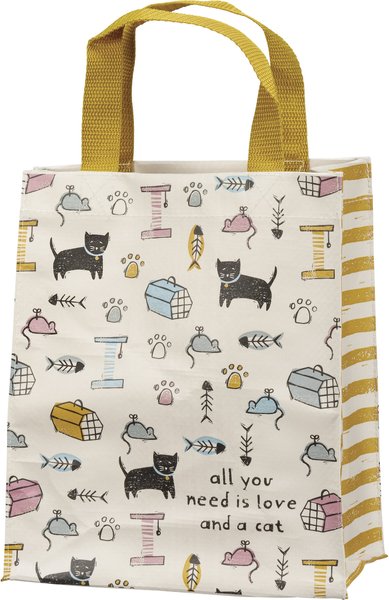 Primitives By Kathy "All You Need Is Love & A Cat" Tote slide 1 of 2