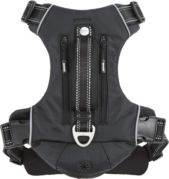 Frisco Outdoor Premium Ripstop Nylon Dog Harness with Pocket, Midnight Black, L - Girth: 24-34-in slide 1 of 6