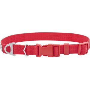 Frisco Outdoor Solid Textured Waterproof Stink Proof PVC Dog Collar, Mars Red, MD - Neck: 14–20-in Width: 3/4-in