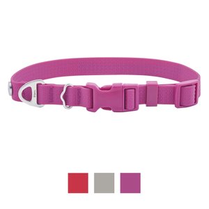 Frisco Outdoor Solid Textured Waterproof Stink Proof PVC Dog Collar, Boysenberry Purple, Medium - Neck: 14-20-in, Width: 3/4-in