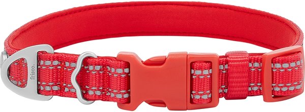 Frisco Outdoor Nylon Reflective Comfort Padded Dog Collar, Sunset Orange, Small - Neck: 10-14-in, Width: 5/8-in slide 1 of 7
