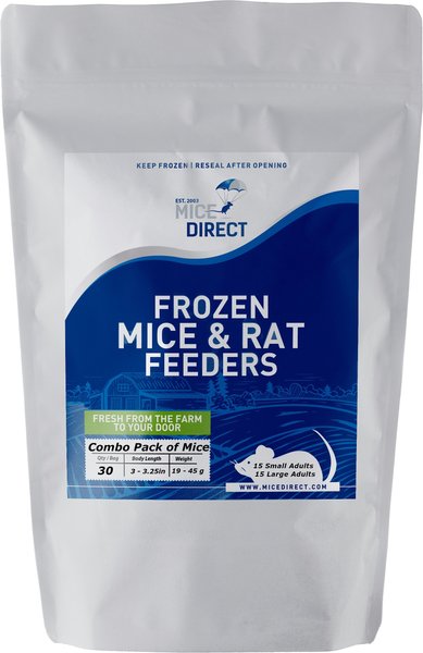 MiceDirect Frozen Feeders Snake Food, Combo Pack, Mice, Small Adults & Large Adults, 30 count slide 1 of 1