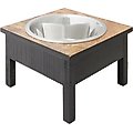 Frisco Wooden Patina Stool Dog Single Bowl Diner, Black, 12 Cup, 1 count