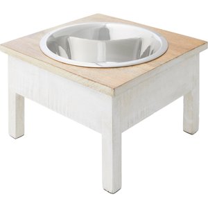 Frisco Farm House Wood Elevated Non-Skid Stainless Steel Dog Bowl, White, 12 Cup