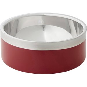 Frisco Insulated Two-Toned Non-Skid Stainless Steel Dog & Cat Bowl, Burgundy, 4 Cup
