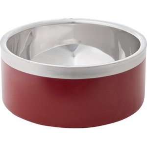 Frisco Insulated Two-Toned Non-Skid Stainless Steel Dog & Cat Bowl, Burgundy, 6 Cup