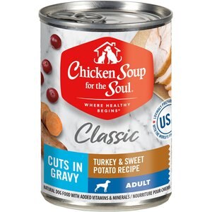 Chicken Soup Classic Cuts in Gravy Turkey & Sweet Potato Recipe Adult Dog Food, 13-oz can, case of 12