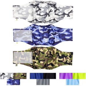 Pet Magasin Washable Belly Nappies Male Dog Wraps, Camo, Large: 20 to 31-in waist, 3 count