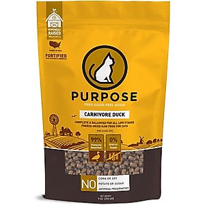 Purpose Carnivore Duck Freeze-Dried Grain-Free Raw Cat Food, 9-oz bag