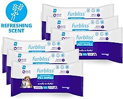 Vetnique Labs Furbliss Pet Bathing Wipes Cleansing & Deodorizing Hypoallergenic, Paw & Body Dog & Cat Grooming Wipes, Refreshing Scent, 100 count, case of 6