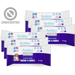 Vetnique Labs Furbliss Pet Wipes Cleansing & Deodorizing Hypoallergenic Paw & Body Dog & Cat Wipes, Unscented, 100 count, case of 6