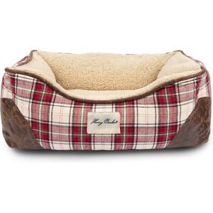 Harry Barker Cabin Plaid Cuddler Bolster Dog Bed w/Removable Cover, Medium
