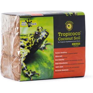 Galapagos Tropicoco Coconut Soil Tropical Reptile & Amphibian Bedding, 8-qt brick, 3 count