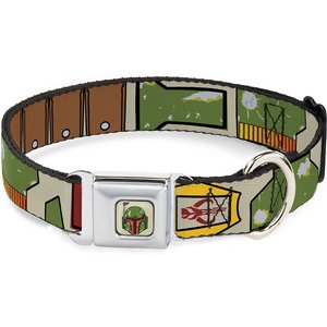 Buckle-Down Star Wars Boba Fett Helmet Polyester Dog Collar, Large Wide: 18 to 32-in neck, 1.5-in wide