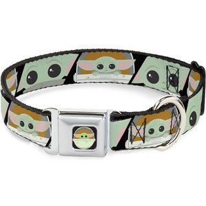 Buckle-Down Star Wars Baby Yoda the Child Chibi Pod Face Blocks Polyester Dog Collar, Small Wide: 13 to 18-in neck, 1.5-in wide