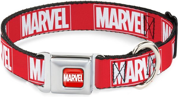 Buckle-Down Marvel Red Brick Logo Polyester Dog Collar, Large Wide: 18 to 32-in neck, 1.5-in wide slide 1 of 9