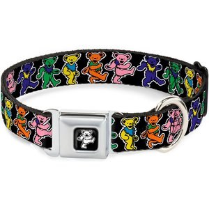 Buckle-Down Dancing Bear Polyester Dog Collar, Medium Wide: 16 to 23-in neck, 1.5-in wide