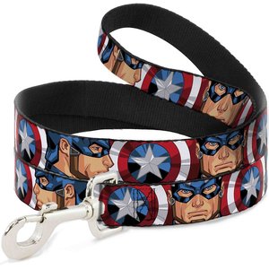 Buckle-Down Captain America Polyester Standard Dog Leash, Small: 4-ft long, 1-in wide