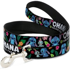 Buckle-Down Lilo & Stitch Ohana Means Family Polyester Standard Dog Leash, Small: 4-ft long, 1-in wide