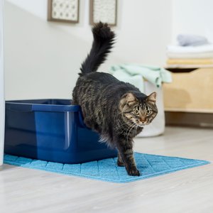 Frisco Quilted Cat Litter Mat, Light Blue