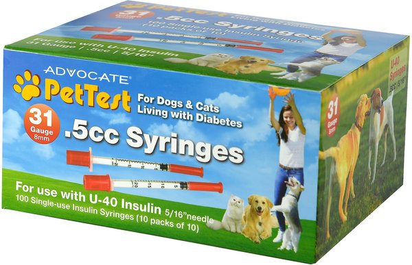 PetTest Advocate Insulin Syringes U-40 8mm x 31G with 1/2 Unit Markings, 0.5-cc, 100 syringes slide 1 of 1