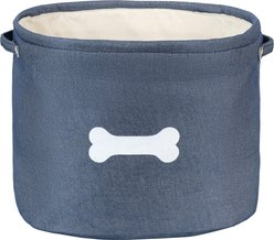 Park Life Designs Capri Cotton Dog & Cat Toy Storage Basket, Blue