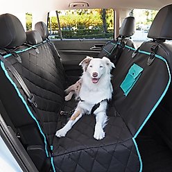 Frisco Premium Quilted Water Resistant Hammock Car Seat Cover with Seatbelt Tether & Travel Bag, Black/Teal