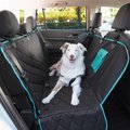 Frisco Premium Quilted Water Resistant Hammock Car Seat Cover with Seatbelt Tether & Travel Bag, Regular, Black/Teal