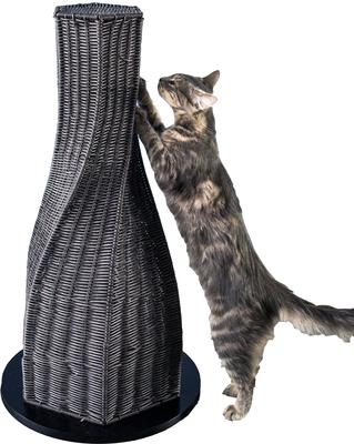 Show full view: The Refined Feline Calypso 31-in Rattan Cat Scratching Post, Espresso slide 3 of 5