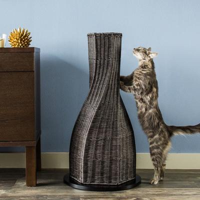 Show full view: The Refined Feline Calypso 31-in Rattan Cat Scratching Post, Espresso slide 4 of 5