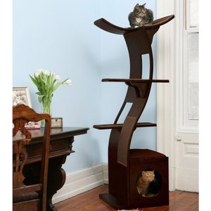 The Refined Feline Lotus 69-in Microfiber Cat Tree, Espresso