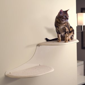 The Refined Feline Cat Clouds Wall Mounted Cat Wall Shelf, Right-Facing, Off-White