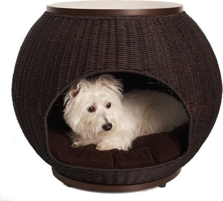 Show full view: The Refined Feline Deluxe Igloo Covered Cat & Dog Bed, Espresso slide 3 of 5