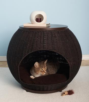 Show full view: The Refined Feline Deluxe Igloo Covered Cat & Dog Bed, Espresso slide 4 of 5