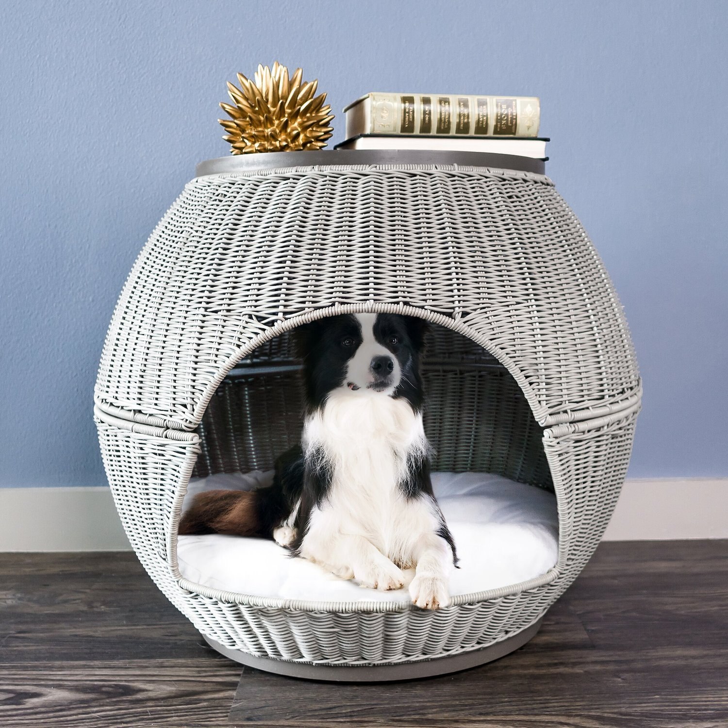 THE REFINED FELINE Deluxe Igloo Covered Cat & Dog Bed, Smoke
