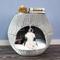Show in main carousel: The Refined Feline Deluxe Igloo Covered Cat & Dog Bed, Smoke slide 1 of 6