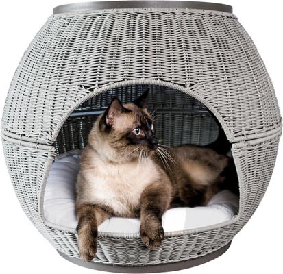 Show full view: The Refined Feline Deluxe Igloo Covered Cat & Dog Bed, Smoke slide 5 of 6