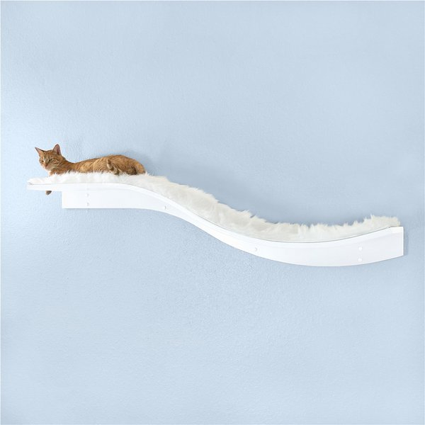 The Refined Feline Lotus Branch Wall Mounted Cat Wall Shelf, White slide 1 of 5