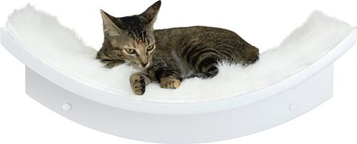 Show full view: The Refined Feline Lotus Leaf Wall Mounted Cat Wall Shelf, White slide 3 of 6