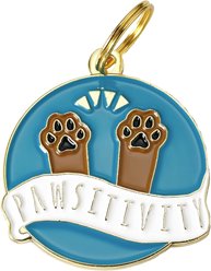 Two Tails Pet Company Pawsitvity Personalized Dog & Cat ID Tag, Green