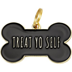 Two Tails Pet Company Treat Yo Self Personalized Dog & Cat ID Tag, Black