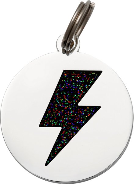 Two Tails Pet Company Lightning Bolt Personalized Dog & Cat ID Tag, Black & Silver slide 1 of 3