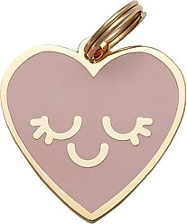 Two Tails Pet Company Smiling Heart Personalized Dog & Cat ID Tag, Pink