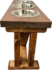 Bearwood Essentials Farmhouse 3-Bowl Full Stain Elevated Dog Feeder, Chestnut, Medium slide 2 of 4