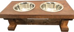 Bearwood Essentials Farmhouse Full Stain Elevated Dog Feeder, Chestnut, Small