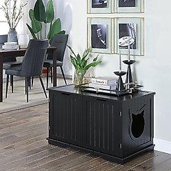 Sweet Barks Wooden Washroom Bench Cat Litter Box Enclosure, Black